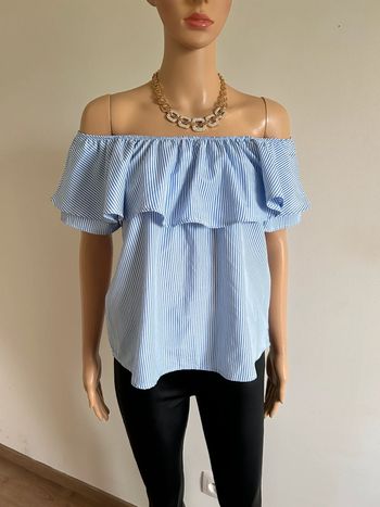 Haut rayé bleu et blanc Vintage Dressing taille unique jamais porté