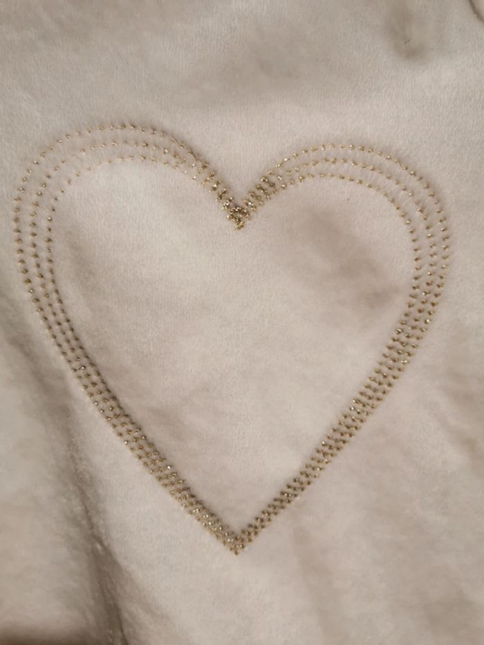 Pull blanc fille coeur doré Okaïdi 8 ans - photo numéro 2