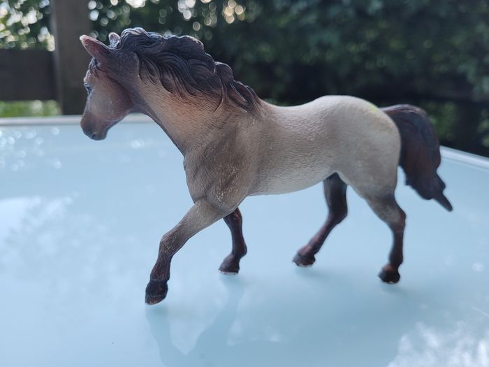 Lot de 3 Chevaux Scheich : 1 marron et noir, 1 marron/gris et 1 marron crinière tressée noeuds verts - photo numéro 6