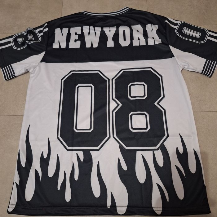 Maillot NYC Flammes Noires 🇨🇵 Y2K Rétro Graphic 90s-2000s - Taille 🇨🇵 Streetwear Unisexe Oversize - photo numéro 6