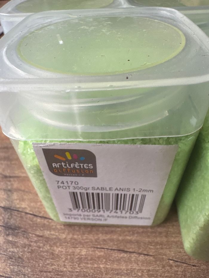 Lot de 8 pots de sable vert anis neuf - photo numéro 4