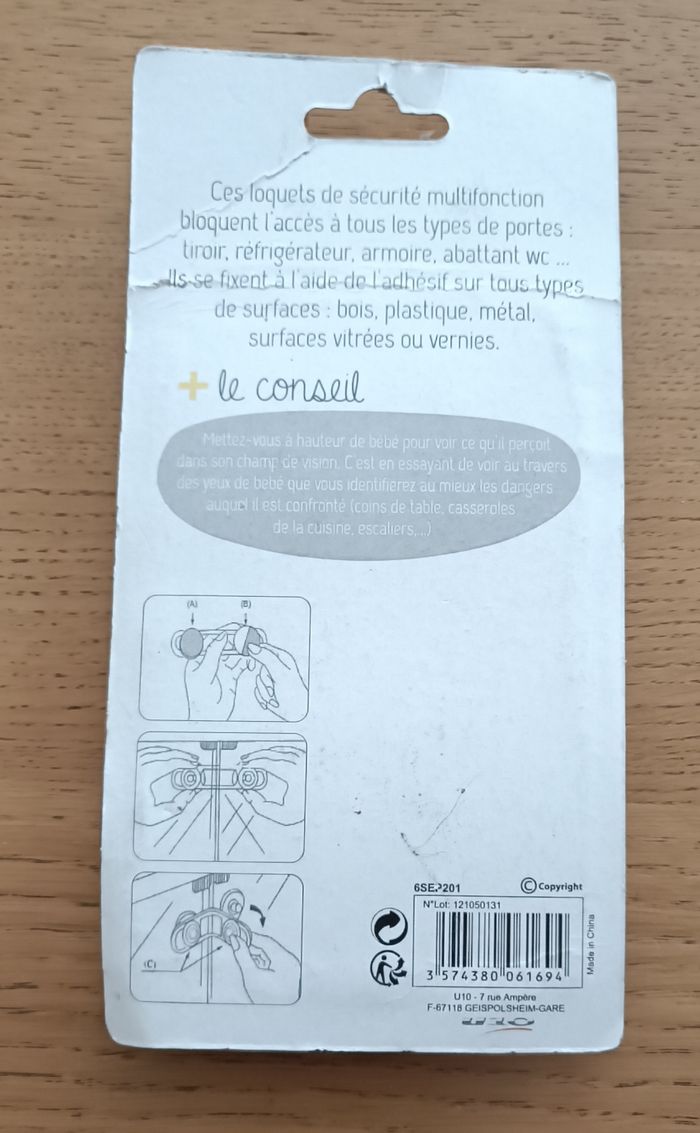 LOT : ensemble de sécurité pour bébé 3 loquets bloque-porte et 4 protèges coins - photo numéro 6