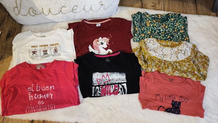 7 t-shirts manches longues fille 4 ans lot - photo numéro 2