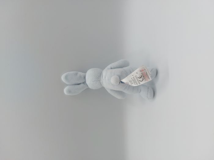 Petite Peluche doudou lapin bleu ciel JACADI yeux nez gris environ 19 cm - photo numéro 2