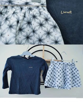 3 ans ensemble teeshirt tape a l'oeil et jupe Okaïdi