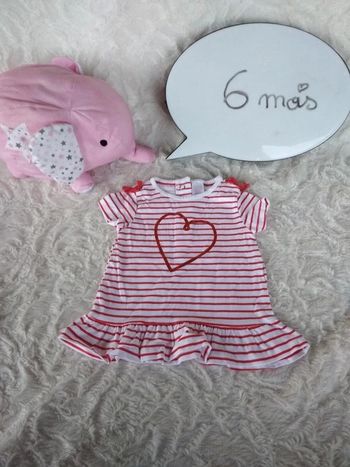 Tunique chemise manches courtes / Robe courte Fille 6 mois cœur Baby club 100% coton