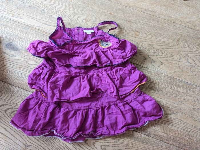 Robe bretelles à volants mauve Verbaudet 12 mois