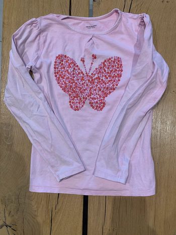 Tee-shirt manches longues rose motif papillon  fille 10 ans (138) Verbaudet