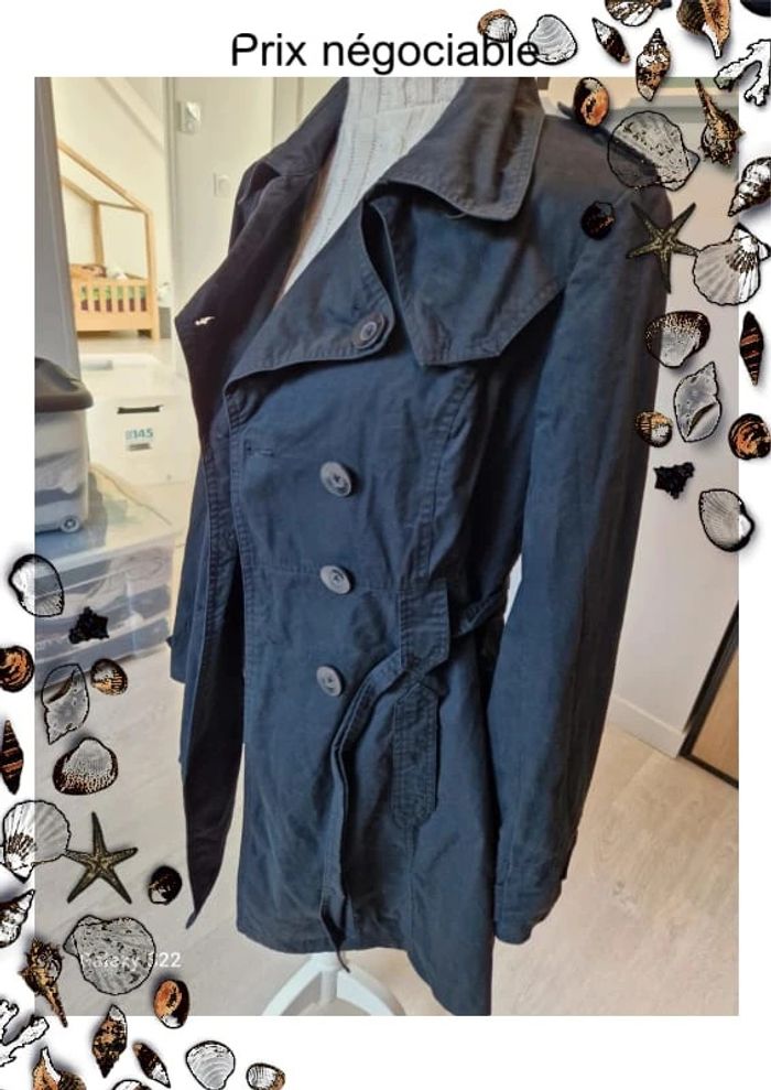 🌈 Veste / Trench femme noir "Villa Clothes" Taille M, Très bon état 🌈 - photo numéro 3