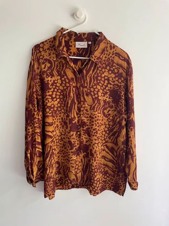 Chemise en soie bordeaux et orange Prunelle