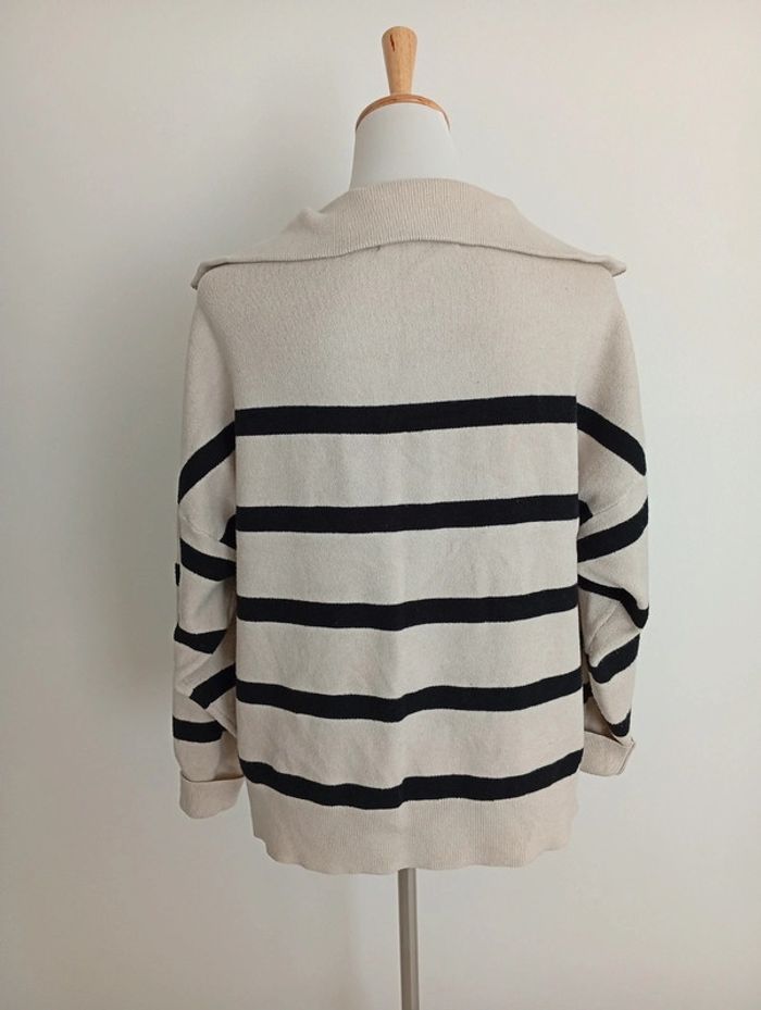 Vero Moda - Pull grand col rayé - taille XL - photo numéro 2