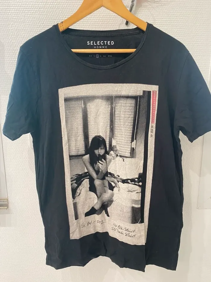 T shirt homme imprimé noir photo femme M - photo numéro 2