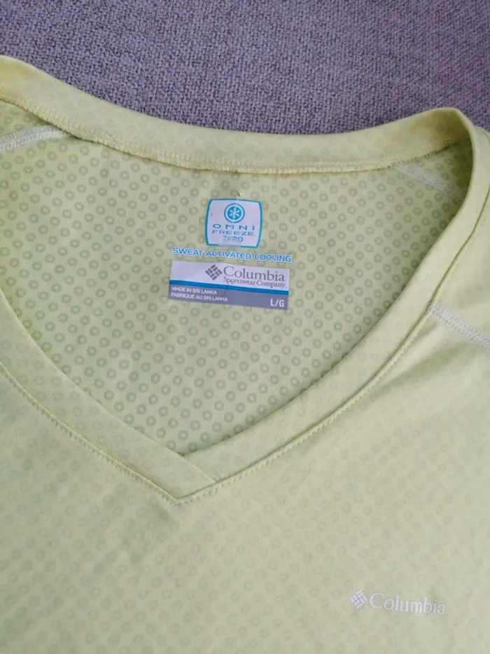 Tee shirt manches courtes femme Columbia jaune fluo taille L 40 - photo numéro 2