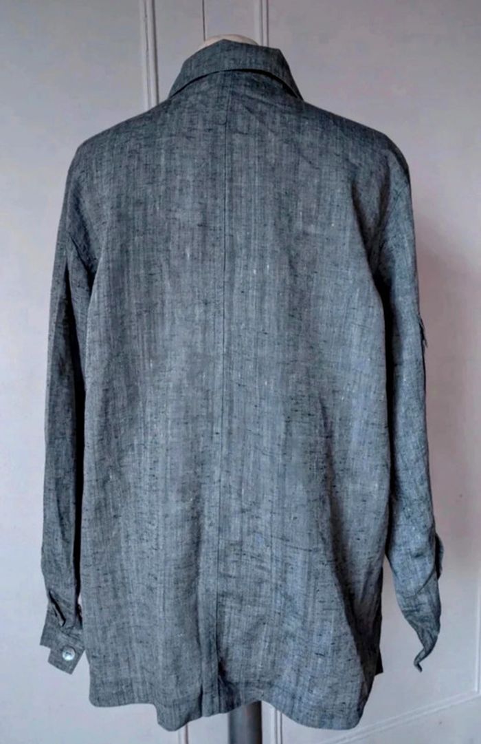 🖤Chemise en lin gris motif neige vintage haut de gamme freda taille l 40 homme - photo numéro 2