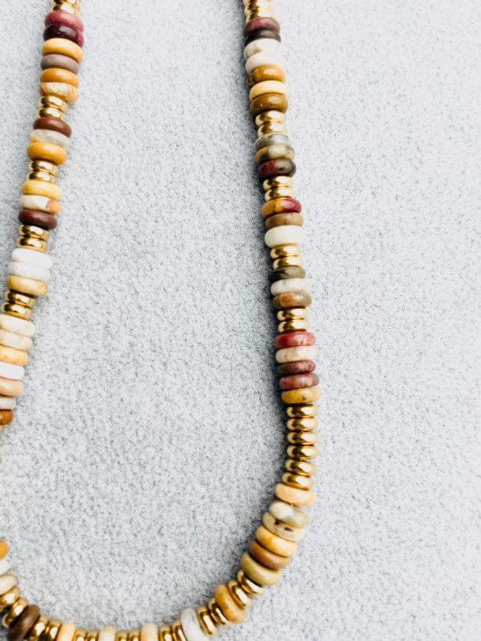Collier perles marron beige - photo numéro 2