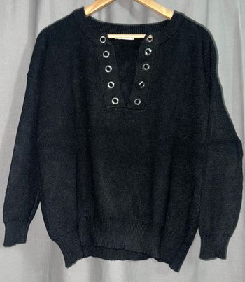 Pull noir manche longue femme