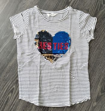 T-shirt rayé noir et blanc 14 ans XS H&M NEUF