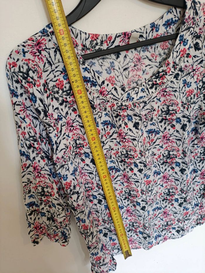 Blouse blanche à fleurs froissée vintage mignon - photo numéro 5