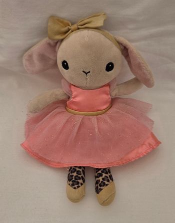 Doudou peluche Lapin- Robe rose - Tulle pailletée -Jambes léopard-H&M