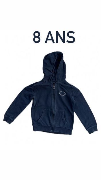 Gilet bleu zippé à capuche fille 8 ans