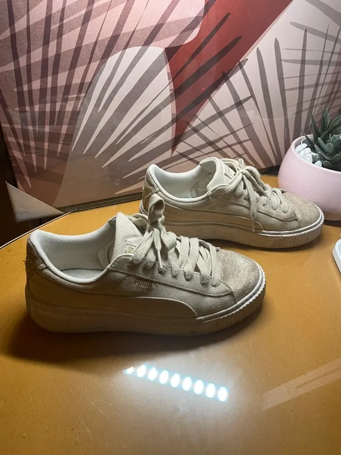 Basket Puma beige et doré - photo numéro 2