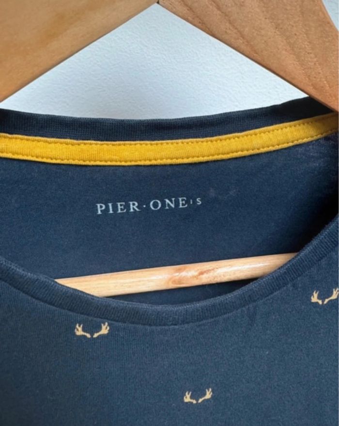 T-shirt marine avec motifs Pier One homme S - photo numéro 2