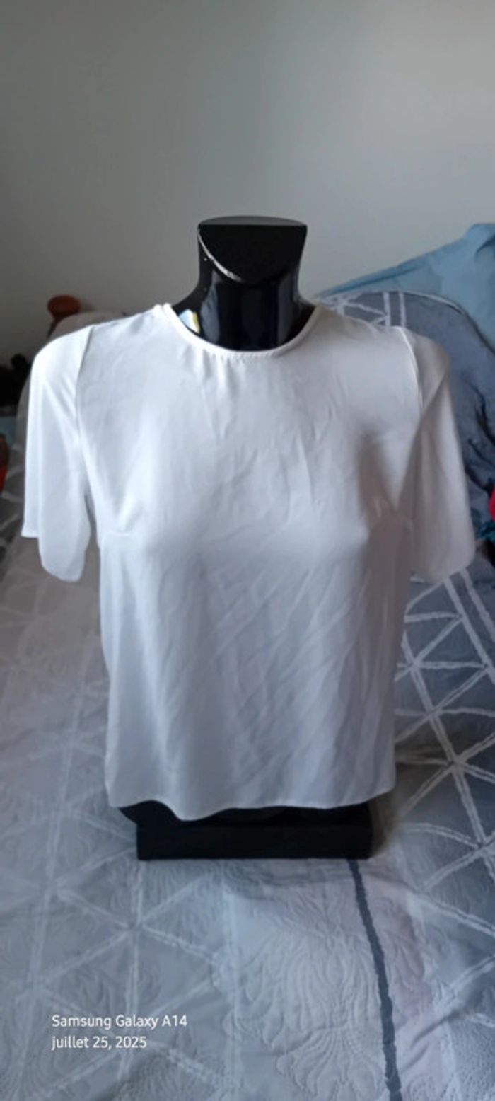 Blouse large en voile blanche dos ouvert femme M atmosphère