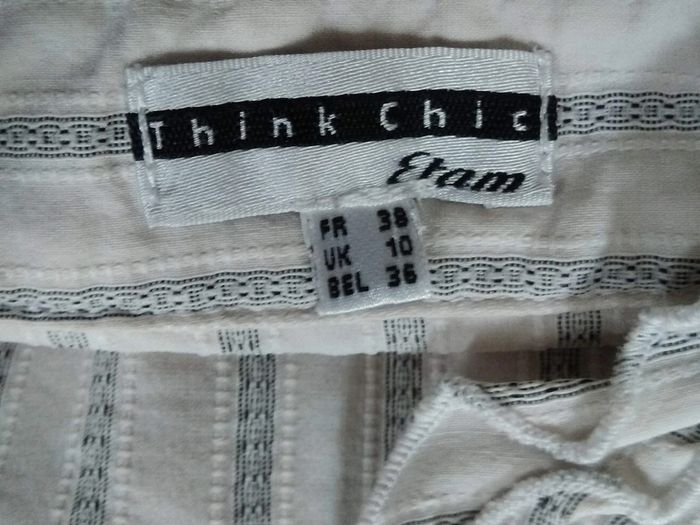 Haut blouse cintrée rayée blanc/gris - photo numéro 5