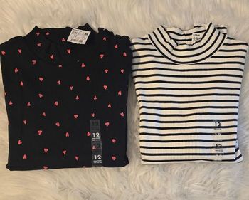 (Neufs non portés) 🏷🏷🤩🩷 teeshirts ml col montant 12 ans fille 🩷🤩