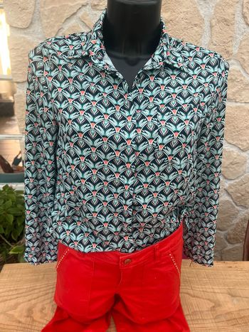 Chemisier it hippie taille S femme fluide bleu orange 36