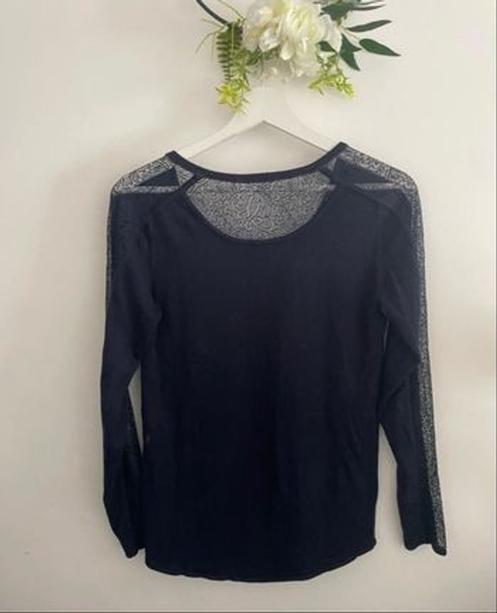 🌸jolie t-shirt Pull bleu marine avec dentelle Kookai taille 38🌸 - photo numéro 2