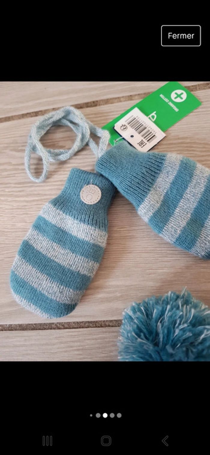 Ensemble neuf bonnet moufle bébé 0.6 mois - photo numéro 4