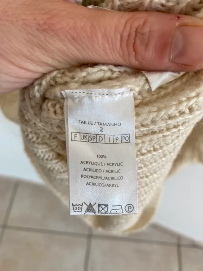 Pull col roulé manche courte toulaï crème - photo numéro 7