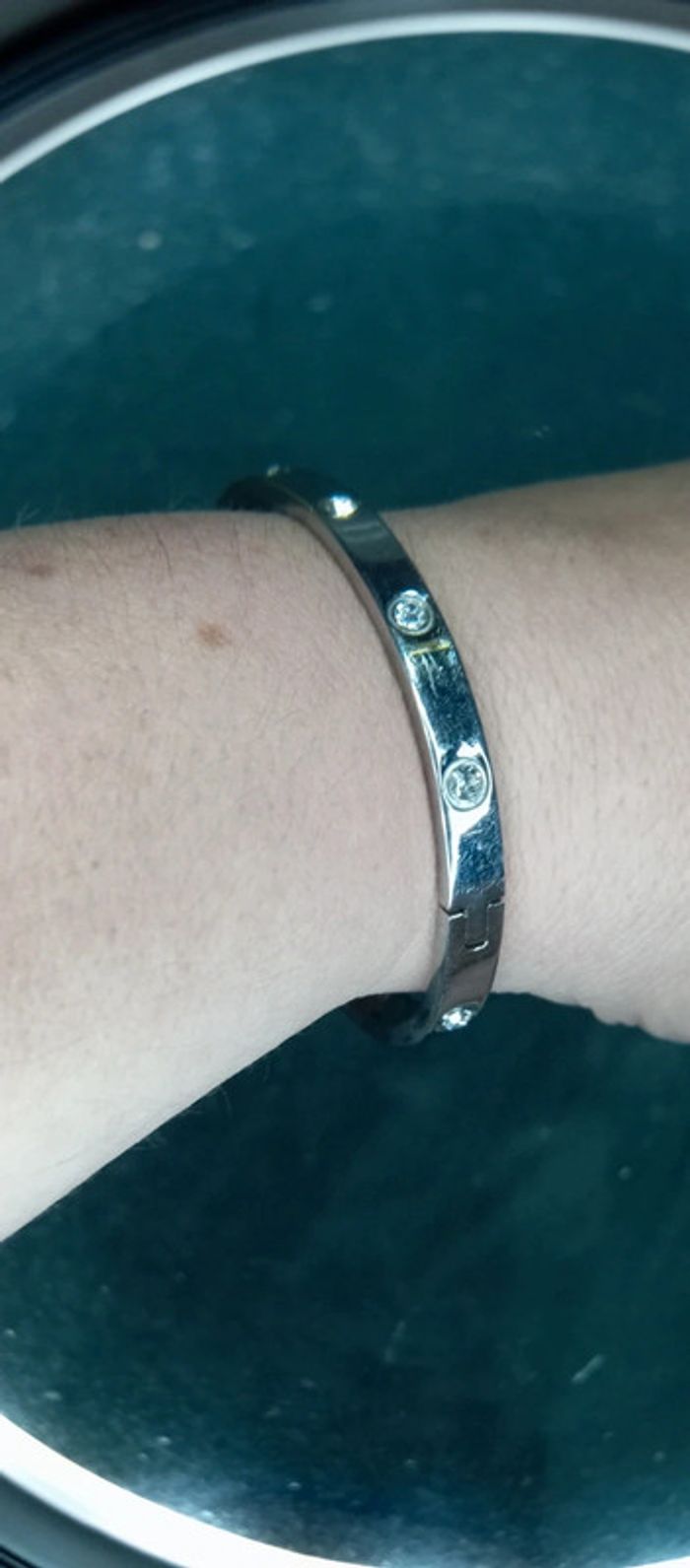 Bracelet argenté avec strass - photo numéro 2