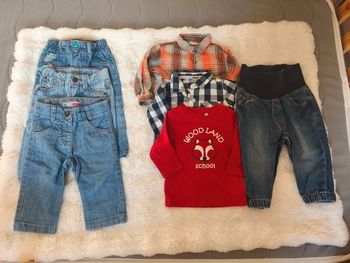 Lot garçon 6 pièces – jeans Orchestra / Name It / Tex Baby + chemises + pantalon Kimadi + tHirts