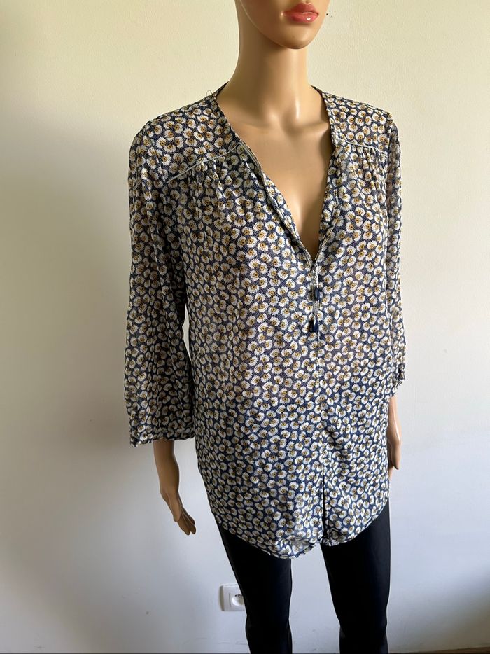 Blouse imprimée fleurie avec manches 3/4 Jacqueline Riu taille 42 comme neuve - photo numéro 2
