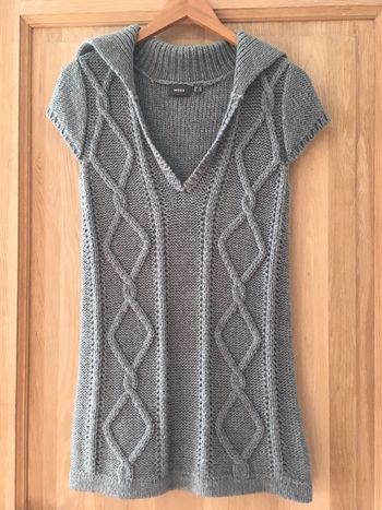 Pull d’hiver long grand col manches longues femme Mexx gris