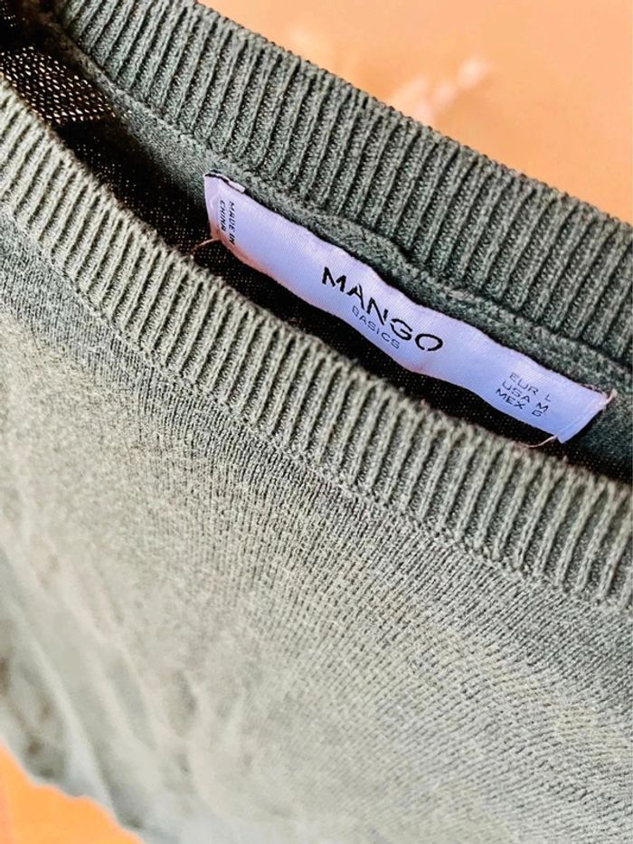 Sublime pull vert mango encolure ronde manche longue taille L - photo numéro 2