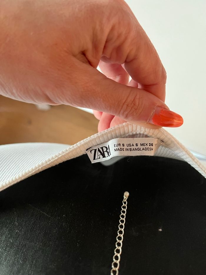 Haut court blanc côtelé Zara T.S TBE 🤍 - photo numéro 3