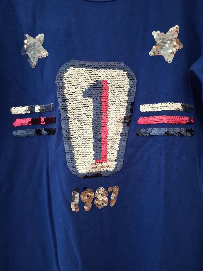 Tee-shirt bleu foncé avec strass 12 ans IKKS - photo numéro 3