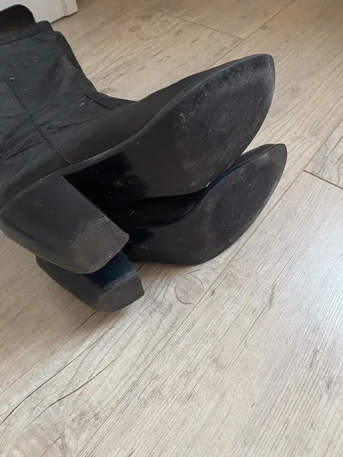 Bottes hautes plissées noir style santiag cowboy - photo numéro 10