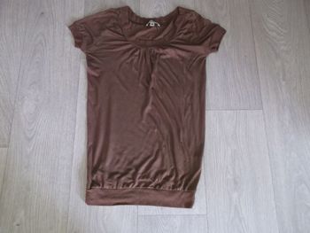 Tunique JENNYFER marron manches courtes fluide taille 38 TBE