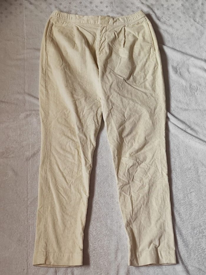 Pantalon crème velours côtelé taille 52 - photo numéro 2