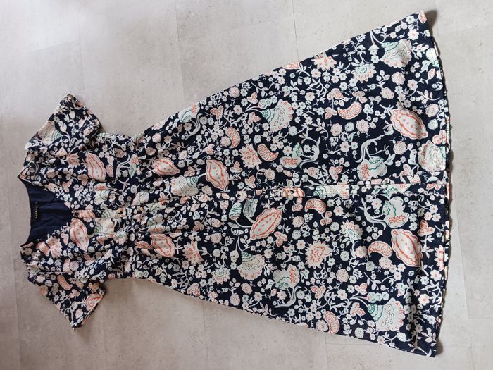 robe fluide imprimée marine manches courtes Taille S doublée boutonnée devant Akoz Neuve - photo numéro 2