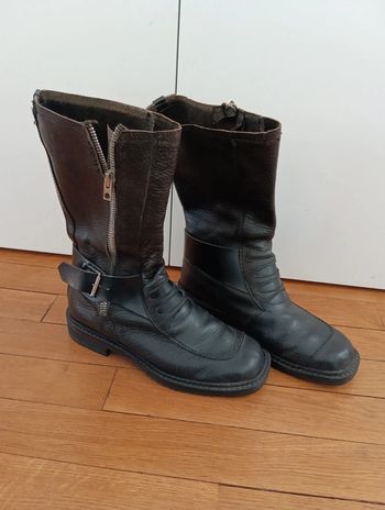 Bottines motard moutarde Golf vintage en cuir