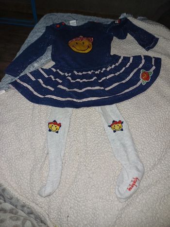 Ensemble robe collant smiley 18 mois