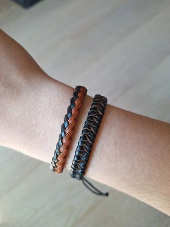 Lot 2 bracelet effet cuire