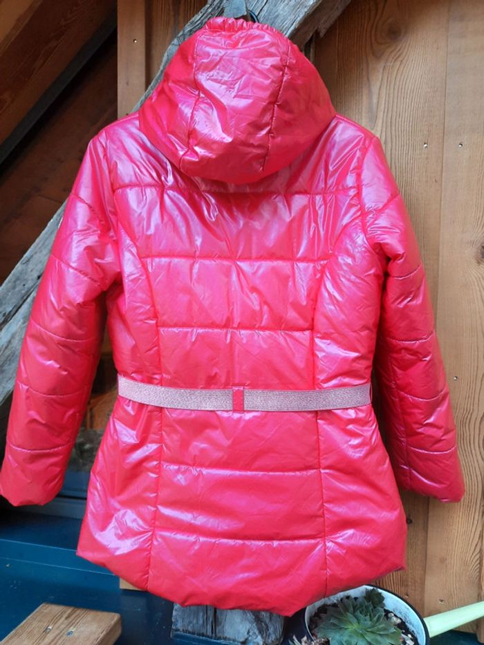 Manteau doudoune longue, ceinture, double capuche, rose brillant 🍭, 13/14 ans (158 cm), Lisa Rose - photo numéro 7