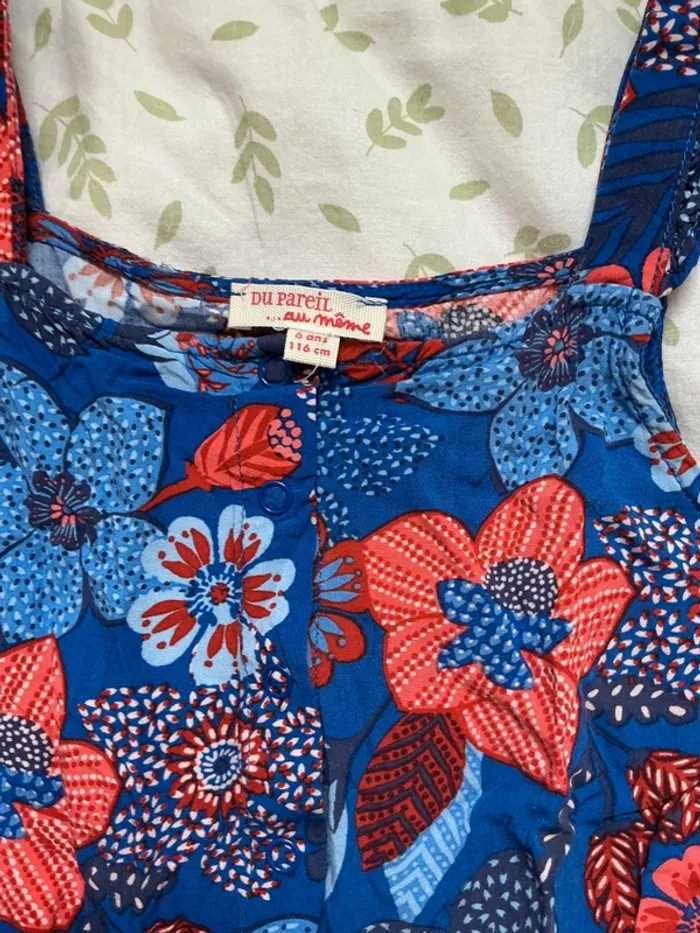 combishort a bretelles bleu motifs rouge du pareil au même 6 ans - photo numéro 6