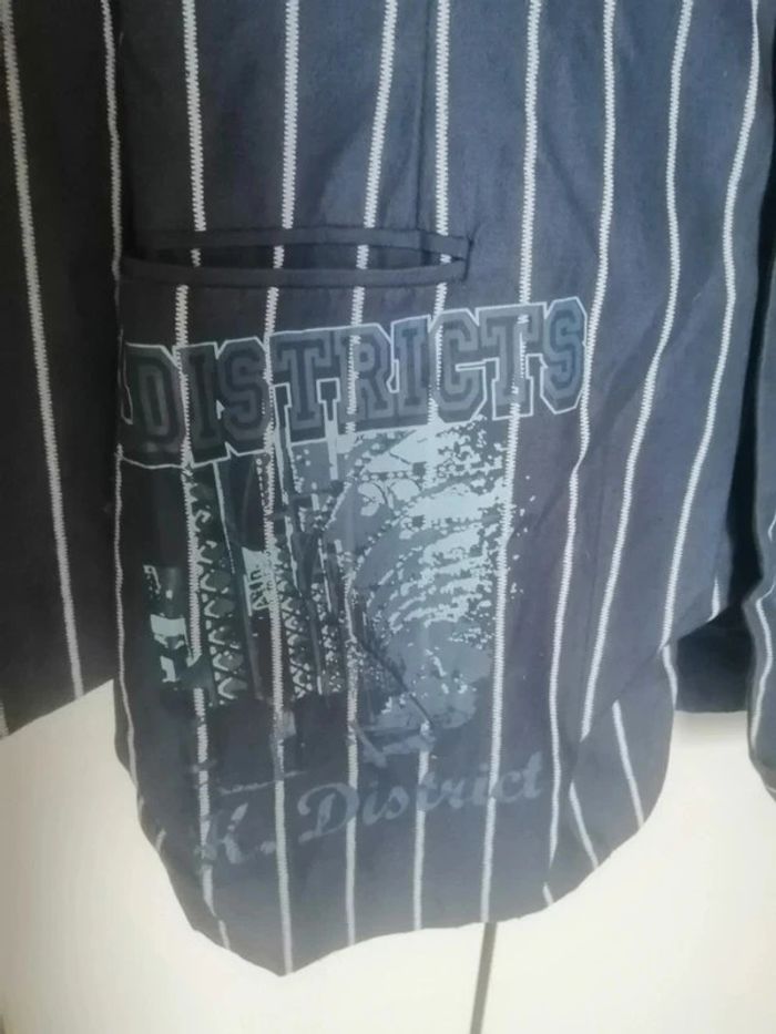 🌸Y2K Veste bleue /blanche style disco Vintage Taille 50 "H. District's" 🌸 - photo numéro 6